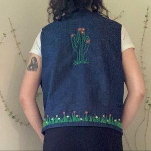 Western Embroidered Cactus Vest